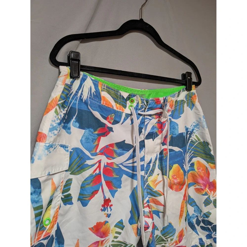 Old Navy Men's Floral Hawaiian Board Shorts Swim Trunks Side Pocket Size Medium‎